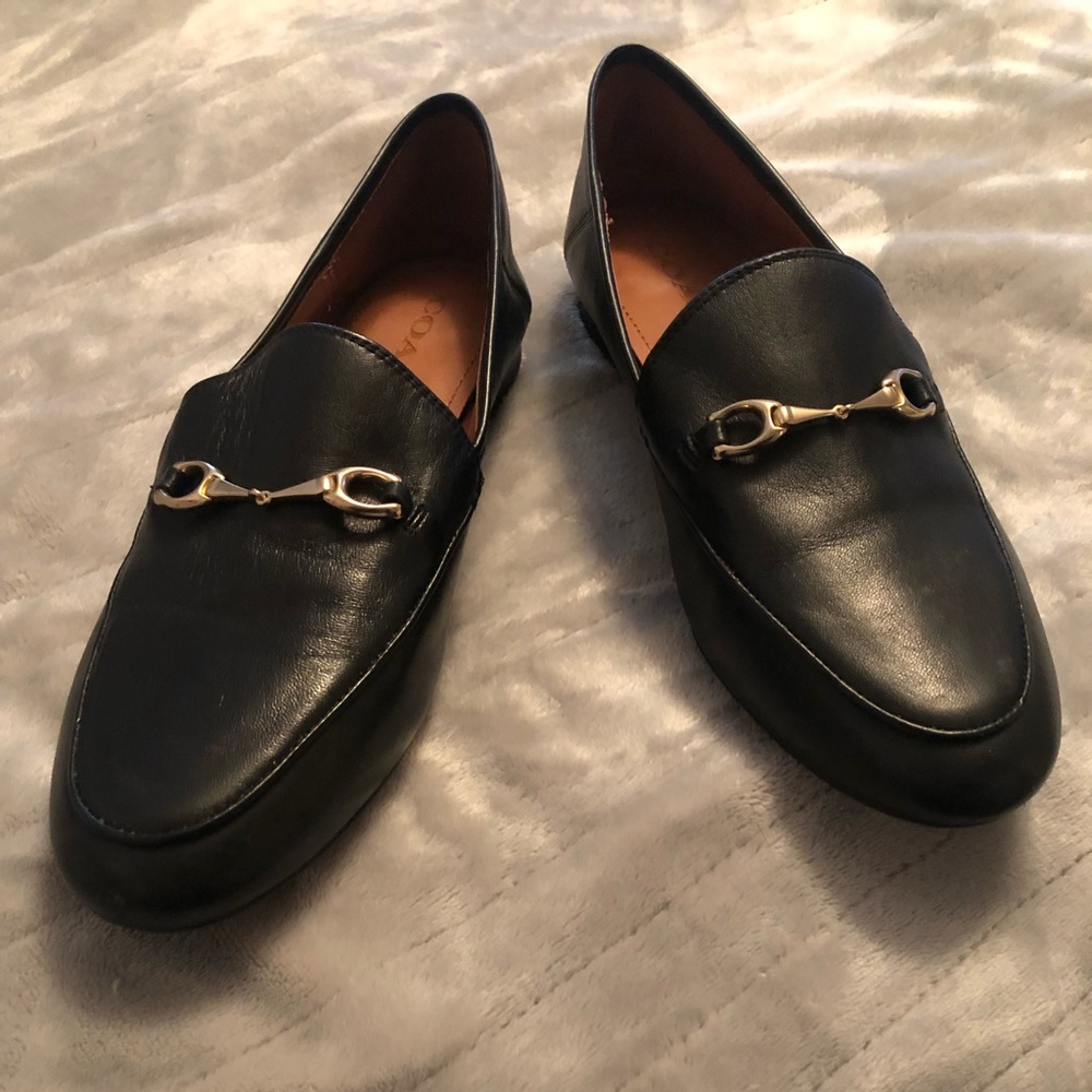 Coach black leather flats/loafer